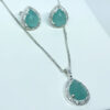 Conjunto Gota Azul Leitoso Folheado a Prata