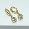 Brinco Argolinha Maya Gota Turmalina Folheado a Ouro 18K