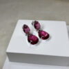 Brinco Pedra Pink Folheado a Prata
