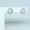 Brinco Pedra Quartzo Rosa com Micro Zircônias Folheado a Prata - Image 2