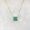 Colar Pedra Quadrada Fusion Verde Folheado a Ouro 18K