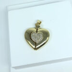 Pingente Coração Filhos Micro Zircônias Folheado a Ouro 18K