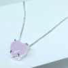 Colar Coração Pedra Quartzo Rosa Folheado a Prata - Image 2