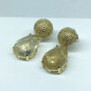 Brinco Pedra Citrino Folheado a Ouro 18K