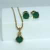 Conjunto Redondo Verde Esmeralda Folheado a Ouro 18K