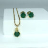 Conjunto Redondo Verde Esmeralda Folheado a Ouro 18K
