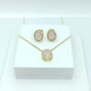 Conjunto Princesa Quartzo Rosa Folheado a Ouro 18K
