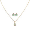 Conjunto Gota Verde Paraíba Folheado a Ouro 18K