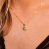 Conjunto Gota Verde Paraíba Folheado a Ouro 18K