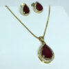 Conjunto Vermelho Rubi Folheado a Ouro 18K