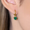 Brinco Argolinha Verde Esmeralda Folheado a Ouro 18K