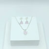 Conjunto Coração Quartzo Rosa P Folheado a Prata