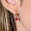 Brinco Argolinha Coração Pink Folheado a Ouro 18K - Image 2