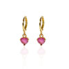 Brinco Argolinha Coração Pink Folheado a Ouro 18K