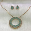 Conjunto Gota e Mandala Verde Paraíba Folheado a Ouro 18K