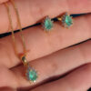 Conjunto Gota Verde Paraíba Folheado a Ouro 18K - Image 4