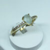 Anel Gota Quartzo Branco Folheado a Ouro 18K
