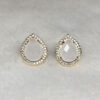 Brinco Gota Quartzo Branco Micro Zircônias Folheado a Ouro 18K