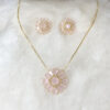 Conjunto Pétalas Quartzo Rosa Folheado a Ouro 18K