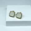 Brinco Renata Quartzo Branco Zircônias Folheado a Ouro 18K