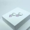 Brinco Argolinha Coração Quartzo Rosa Folheado a Prata
