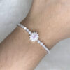 Pulseira Flor Quartzo Rosa e Zircônias Folheado a Prata - Imagem 3