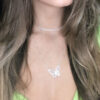 Choker Zircônia Navete Folheado a Prata