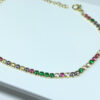 Pulseira Riviera Colorida Folheado a Ouro 18K