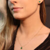 Conjunto Coração Verde Esmeralda Folheado a Ouro 18K
