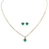Conjunto Coração Verde Esmeralda Folheado a Ouro 18K