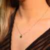 Conjunto Coração Verde Esmeralda Folheado a Ouro 18K