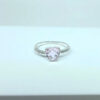 Anel Coração Pedra Rosa Folheado a Prata