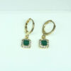 Brinco Argolinha Lilly Verde Esmeralda Folheado a Ouro 18K