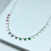 Choker com Pedras Coloridas Folheado a Prata