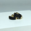 Brinco Argolinha M Pedra Onix Folheado a Ouro 18K