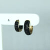 Brinco Argolinha M Pedra Onix Folheado a Ouro 18K