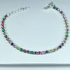 Pulseira Zircônias Coloridas Folheado a Prata