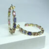 Brinco Argola com Zircônias Coloridas Folheado a Ouro 18K