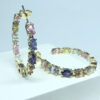 Brinco Argola com Zircônias Coloridas Folheado a Ouro 18K