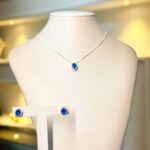 Conjunto Princesa com Micro Zircônias Azul Safira Folheado a Prata