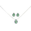Conjunto Gota Verde Turmalina e Micro Zircônias Coloridas Folheado a Prata