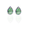 Conjunto Gota Verde Turmalina e Micro Zircônias Coloridas Folheado a Prata