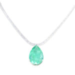 Colar Gota Verde com Zircônias folheado a Prata